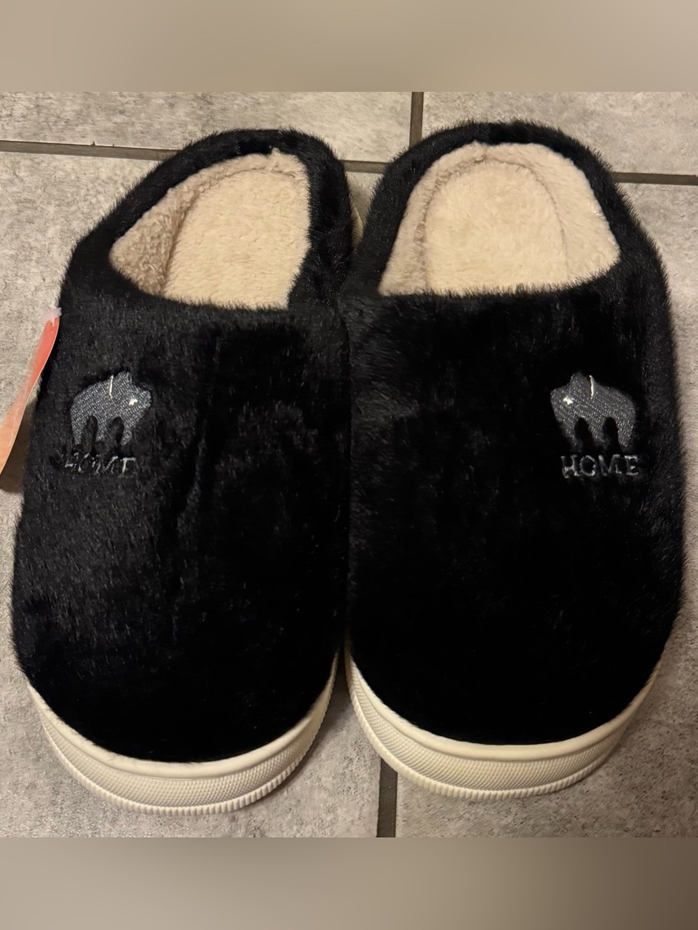 Black Faux-Fur Women's Slip-On Slippers Size 8.5-9.5